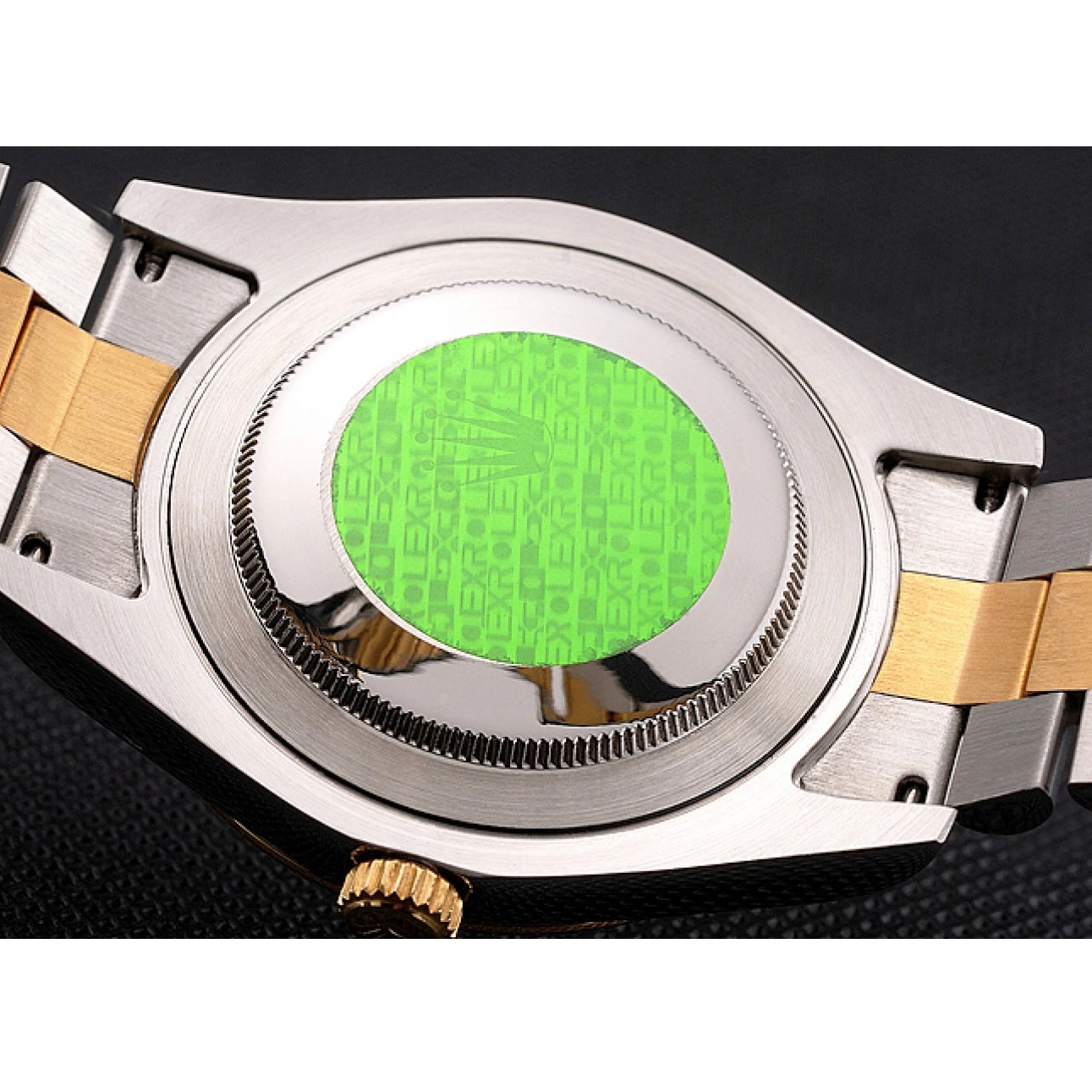 Aaa replica watch Rolex White Two Gold Tone Case Swiss Stainless Steel Bezel Bracelet Datejust Gold Dial 0806